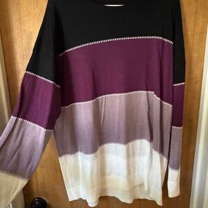 BloomChic Black and Purple Colorblock Sweater